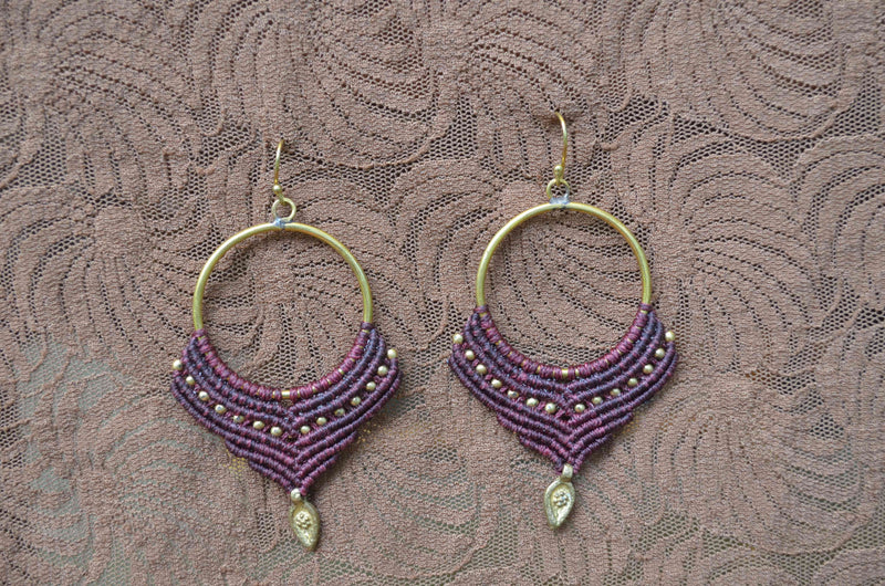 Macrame Earrings - Maroon