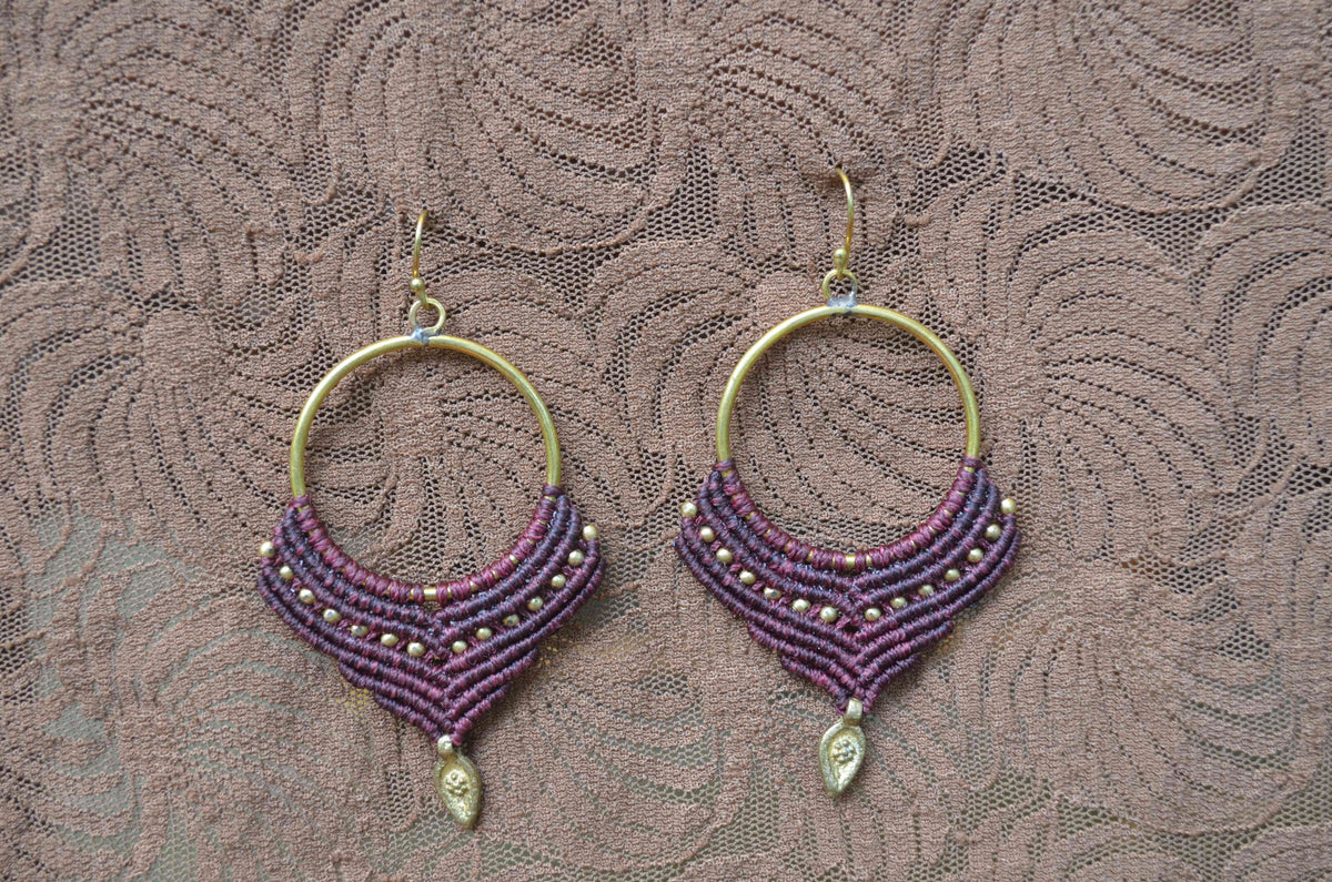 Macrame Earrings - Purple