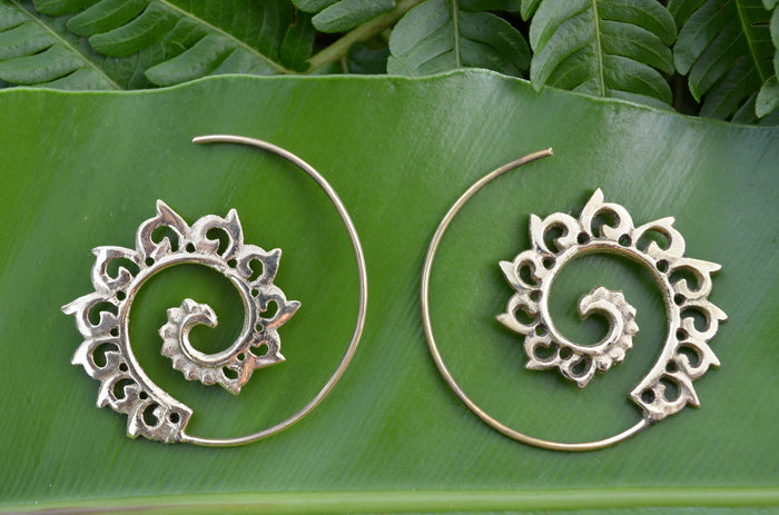 Phoenix Spiral Brass Earrings