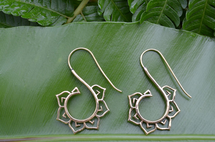 Lotus Brass Earrings
