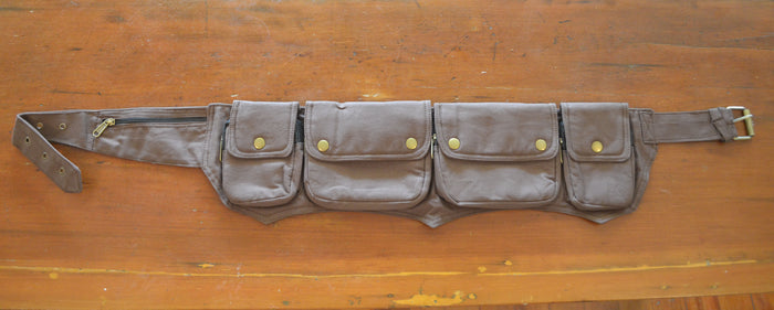 4 Pocket Unisex Cloth Canvas Pocket Belt