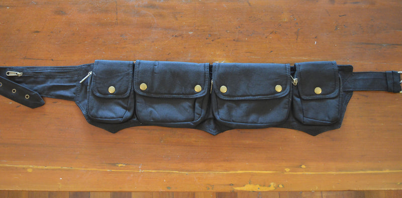 4 Pocket Unisex Cloth Canvas Pocket Belt