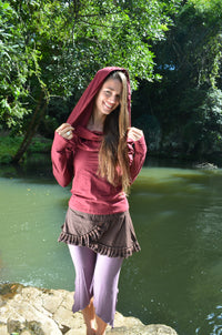 Wanderer Long Sleeved Top - Cowl Neck Hoodie