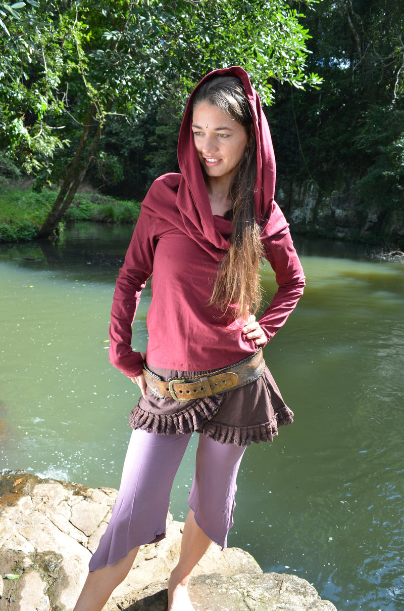 Wanderer Long Sleeved Top - Cowl Neck Hoodie