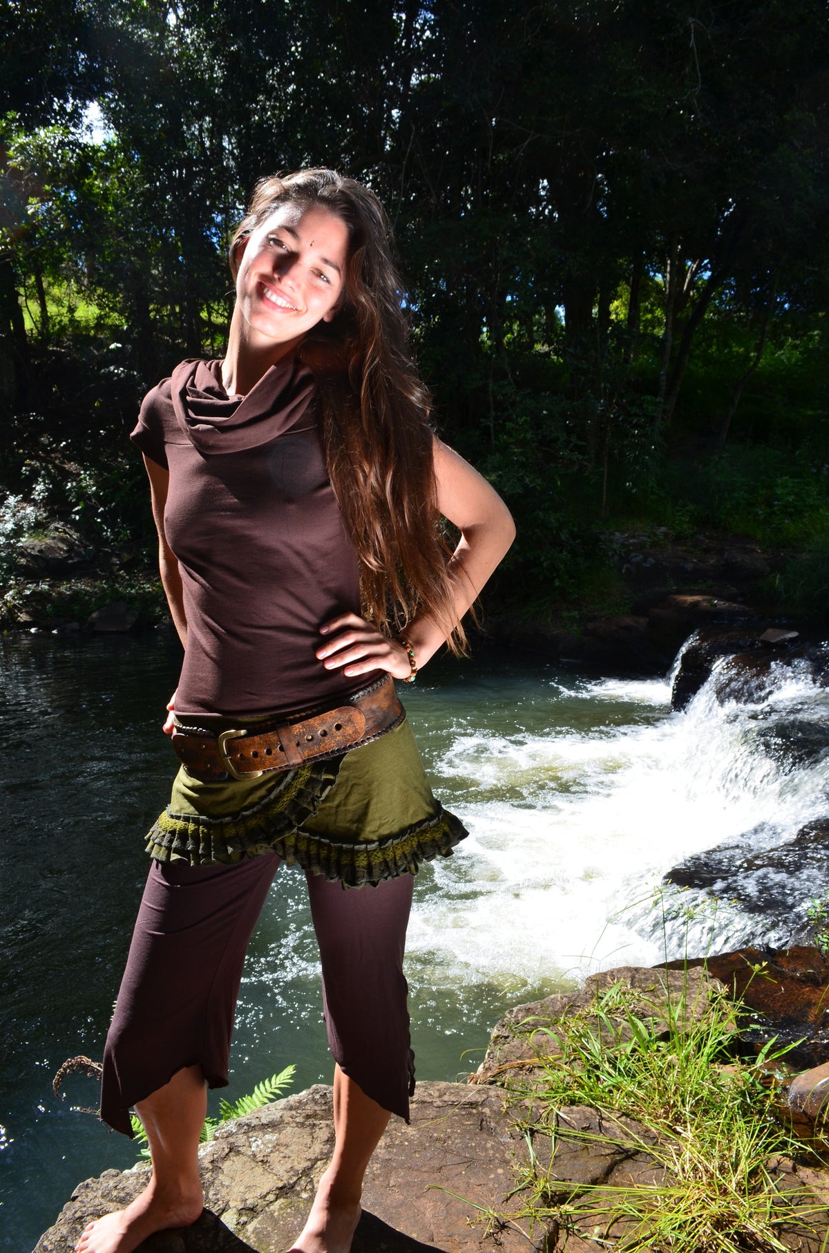 Wanderer Short Sleeved Top - Cowl Neck Hoodie