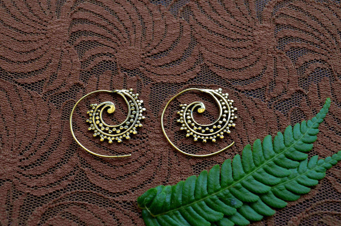 Spiral Brass Earrings
