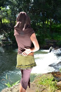 Wanderer Short Sleeved Top - Cowl Neck Hoodie