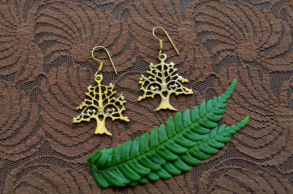 Tree of Life Brass Earrings
