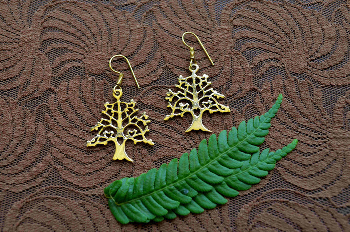 Tree of Life Brass Earrings