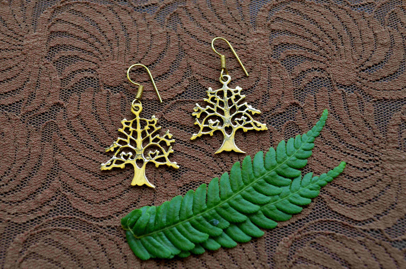 Tree of Life Brass Earrings
