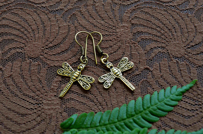 Dragonfly Brass Earrings