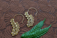 Brass Spiral Leaf Earrings