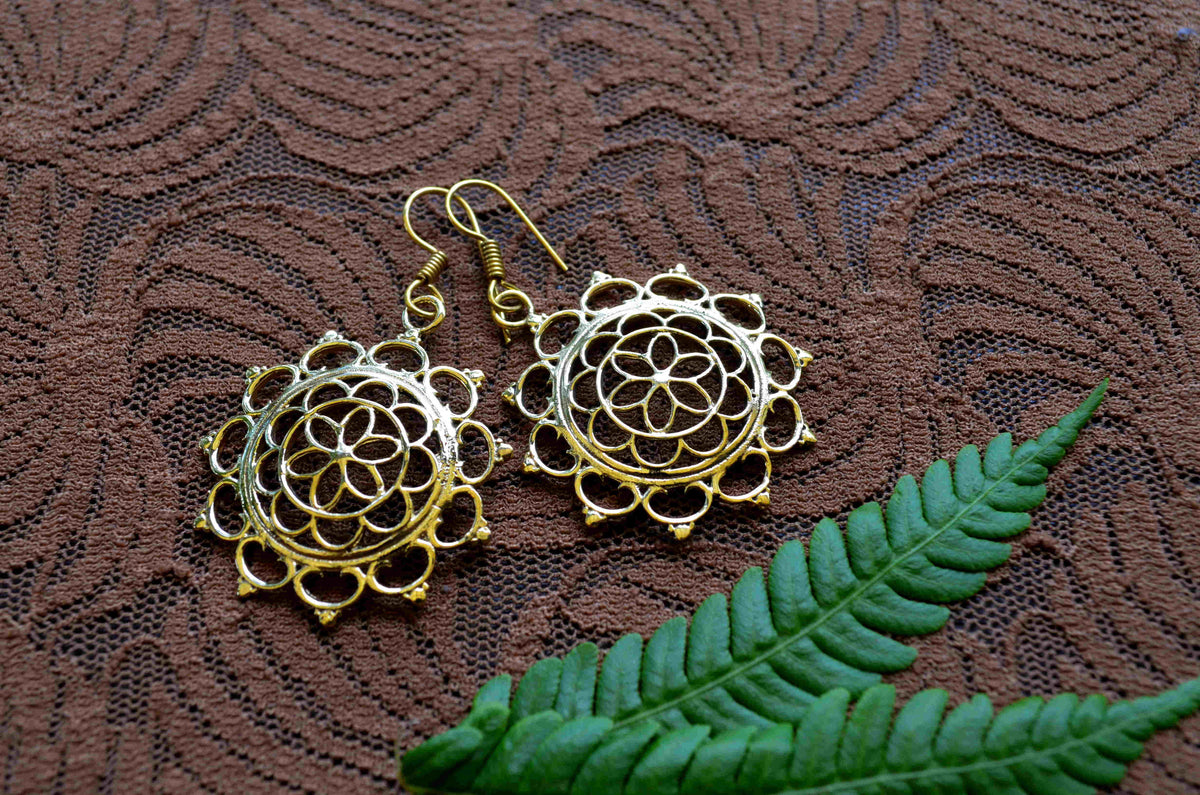 Flower of Life Brass Earrings