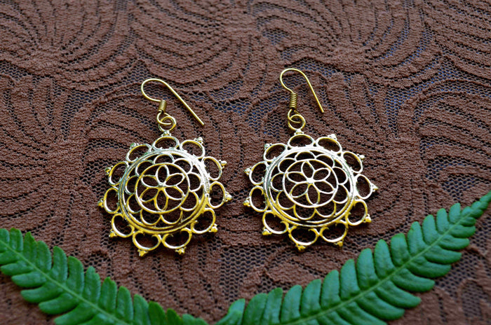Flower of Life Brass Earrings