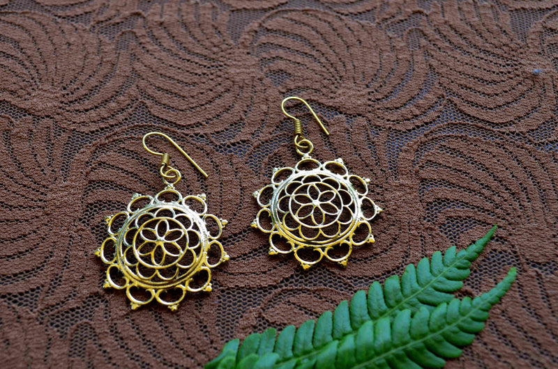 Flower of Life Brass Earrings