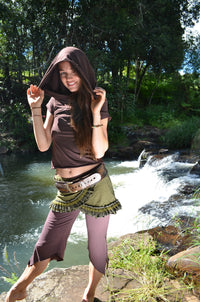 Wanderer Short Sleeved Top - Cowl Neck Hoodie