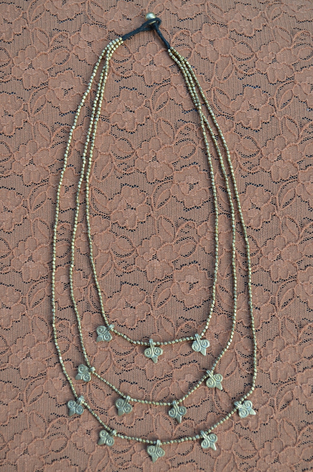 3 Strand Tribal Brass Necklace