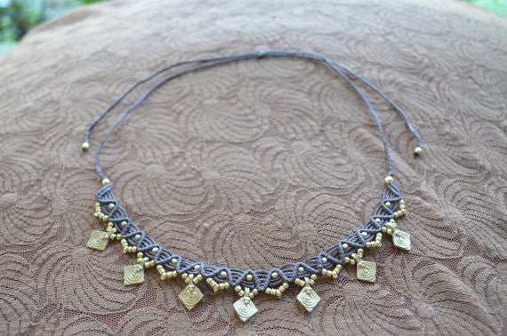 Macrame Necklaces with Brass