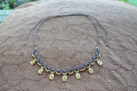 Macrame Necklaces with Brass