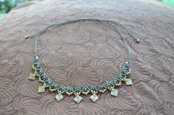 Macrame Necklaces with Brass